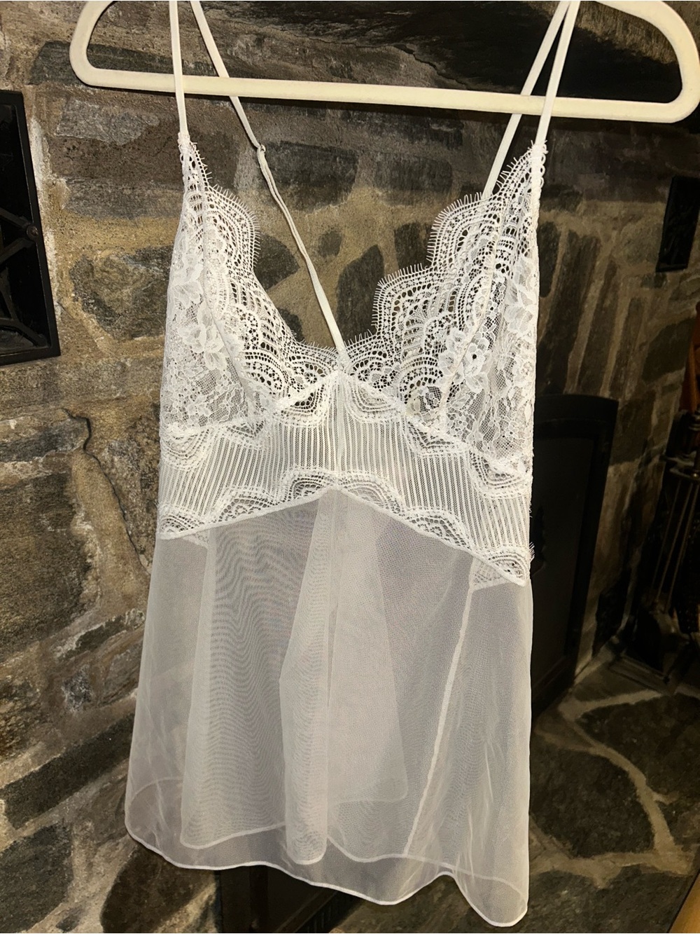 Victoria's Secret White Lace & Mesh Chemise